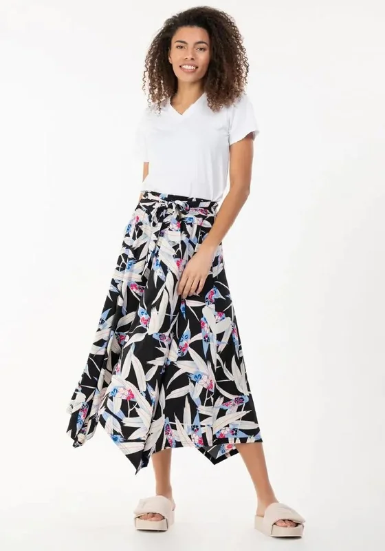 Jolie Moi Floral Handkerchief Skirt, Black Multi lace skirt intricate