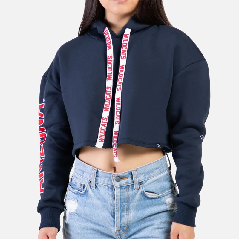 NCAA Arizona Wildcats Women's Hype & Vice Cropped Hoodie Zip Hoodie Drawstring Kangaroo Pocket NCAA Arizona Wildcats Women's Hype & Vice Cropped Hoodie Zip Hoodie Drawstring Kangaroo Pocket