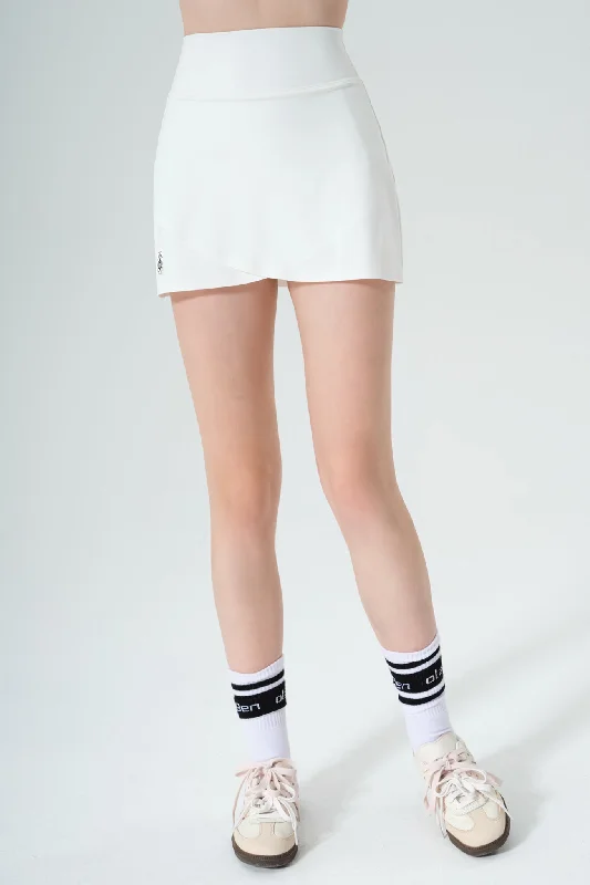 Racquet Crossover Skirt - White cashmere skirt rich