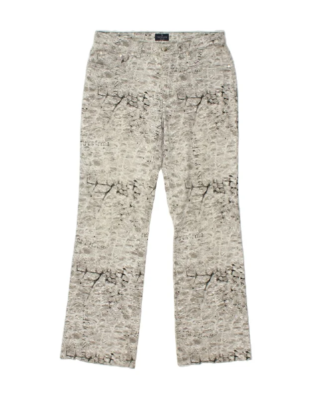 TRUSSARDI Womens Straight Casual Trousers W30 L30 Grey Tie Dye Cotton Trousers Wedding White TRUSSARDI Womens Straight Casual Trousers W30 L30 Grey Tie Dye Cotton Trousers Wedding White