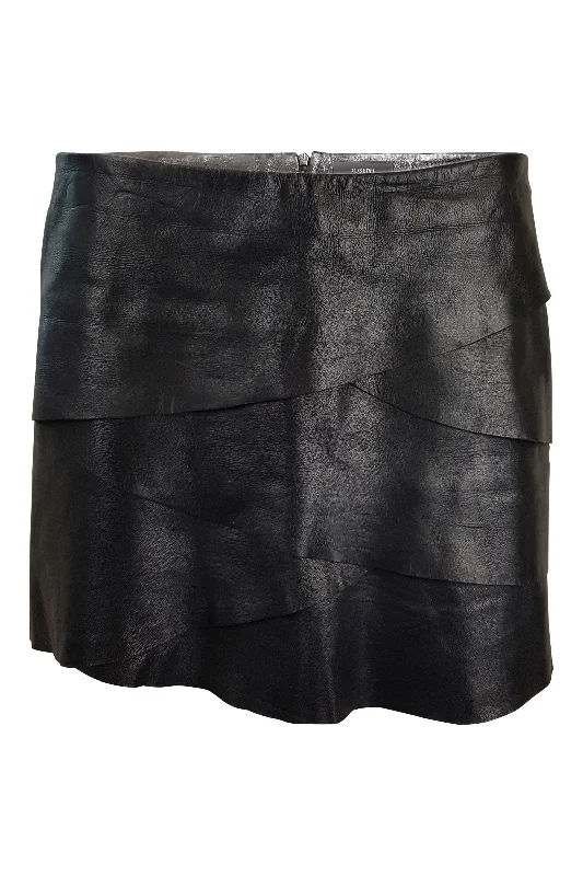 JOSEPH Black Leather Layered Micro Mini Skirt (UK 8) corduroy skirt durable
