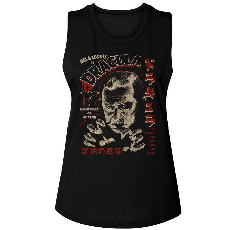 BELA LUGOSI Tank Top, Kanji Dracula one shoulder tank
