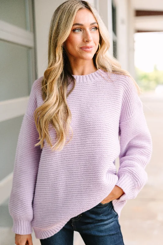 Find Your Joy Lilac Purple RIbbed Knit Sweater Spandex Blend Rayon Blend Denim Blend