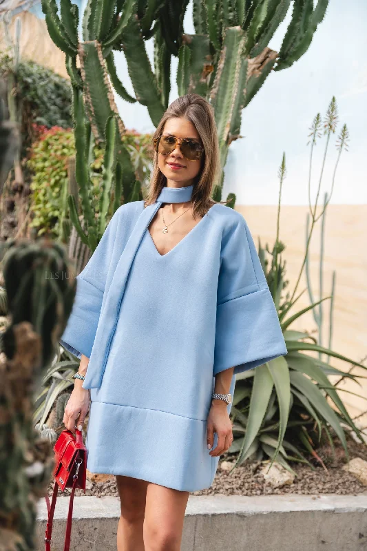 Imke short sweater dress sky blue Modern Contemporary Chic