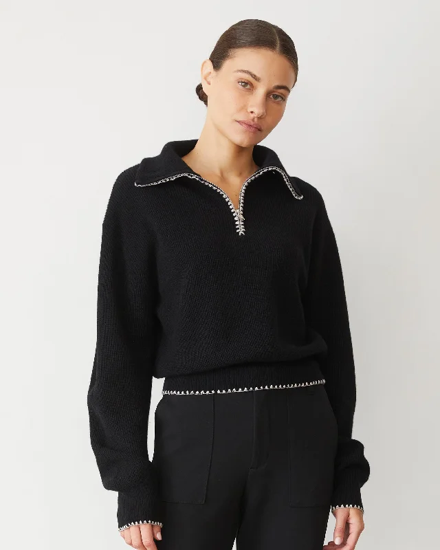 Wool Cashmere Half Zip Sweater Thin Thick Dense