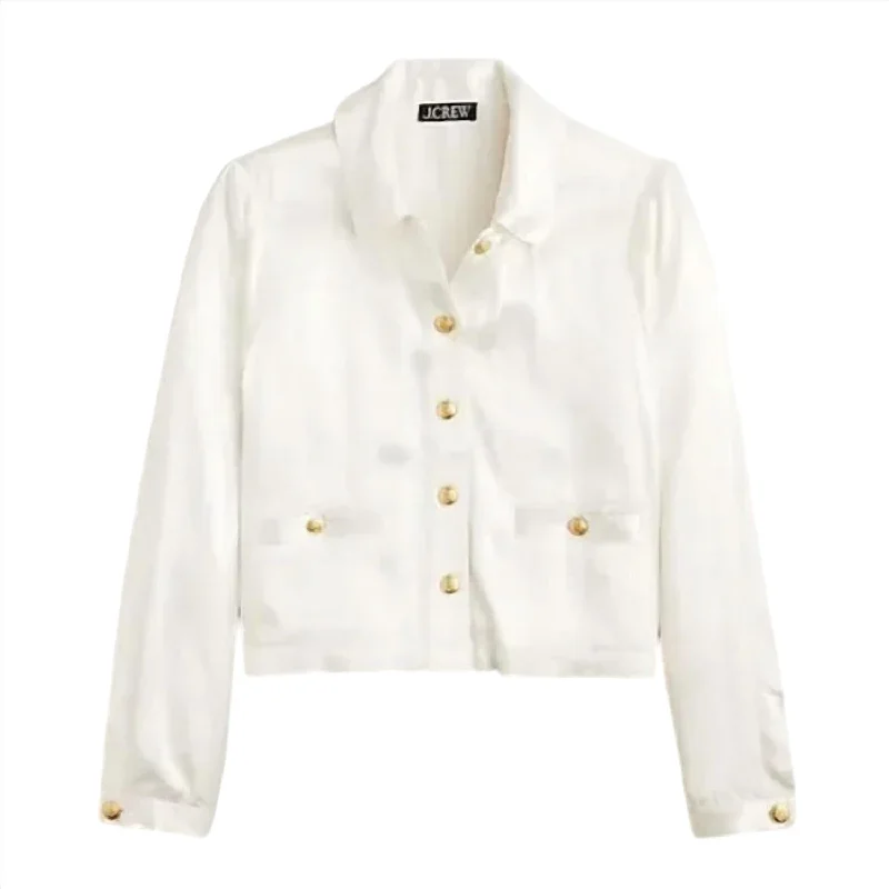 Women's Shirt-Jacket In Ivory White V-Neck Jacket Boat Neck Jacket Square Neck Jacket Women's Shirt-Jacket In Ivory White V-Neck Jacket Boat Neck Jacket Square Neck Jacket