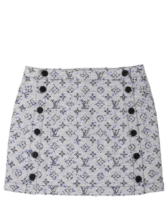 Short A-Line Monogram Skirt velvet skirt plush