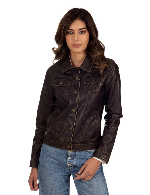 Lee Women's Leatherette Jean Jacket Satin Jacket Silk Jacket Chiffon Jacket