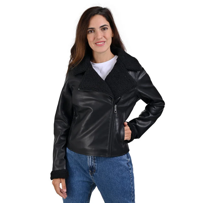 LEE Women's Biker Jacket With Fur Jersey Jacket Tulle Jacket Batik Jacket