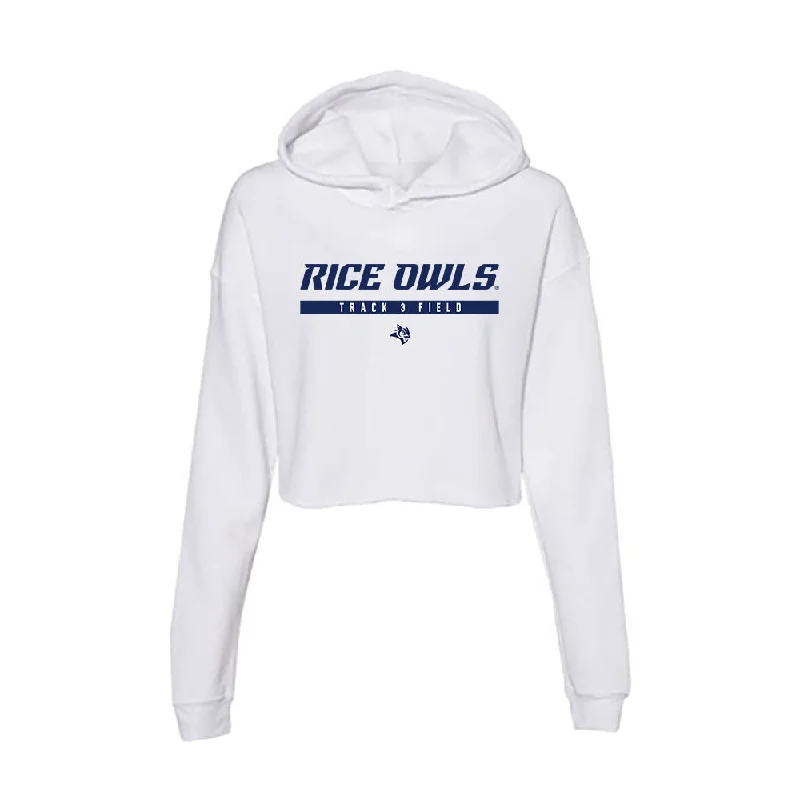 Rice - NCAA Women's Track & Field : Elena Schwegman - Women's Crop Fleece Hoodie Hoodie with Hem Fringe Bohemian Relaxed