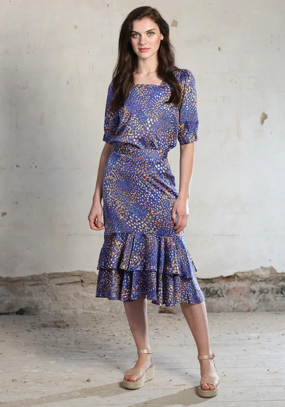 Rant & Rave Tate Tiered Skirt, Blue athletic skirt fit