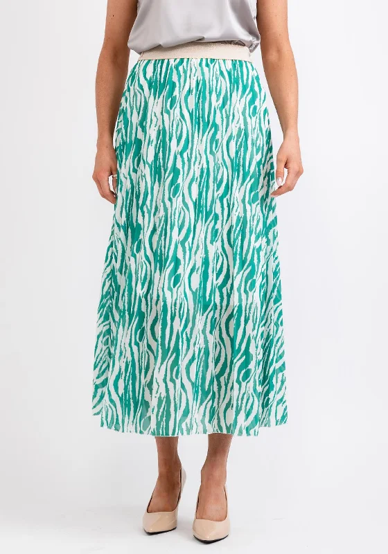 Seventy1 One Size Pleated Maxi Skirt, Green spandex blend skirt