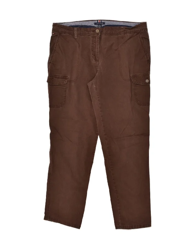 TOMMY HILFIGER Womens Slim Cargo Trousers US 14 XL W34 L28 Brown Cotton Trousers chic fashionable TOMMY HILFIGER Womens Slim Cargo Trousers US 14 XL W34 L28 Brown Cotton Trousers chic fashionable