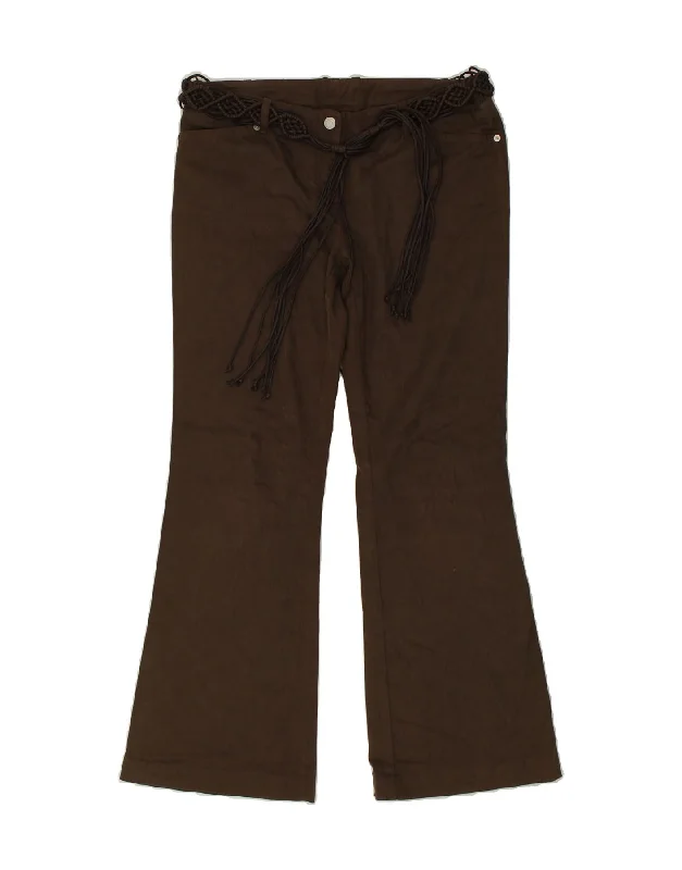 OASIS Womens Flare Casual Trousers UK 14 Medium W34 L30 Brown Cotton Trousers Timeless Classic OASIS Womens Flare Casual Trousers UK 14 Medium W34 L30 Brown Cotton Trousers Timeless Classic
