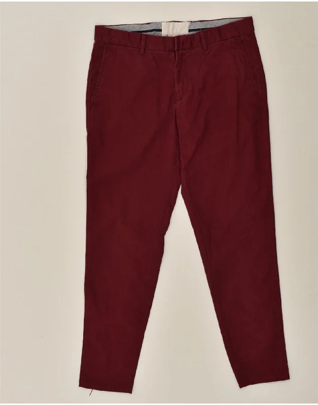 TOMMY HILFIGER Womens Slim Chino Trousers W30 L29 Maroon Trousers Silk Elegant