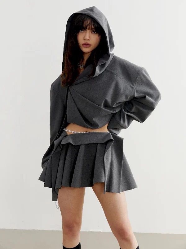 Box-Pleats Micro Mini Skirt - Niche Collection silk skirt elegant