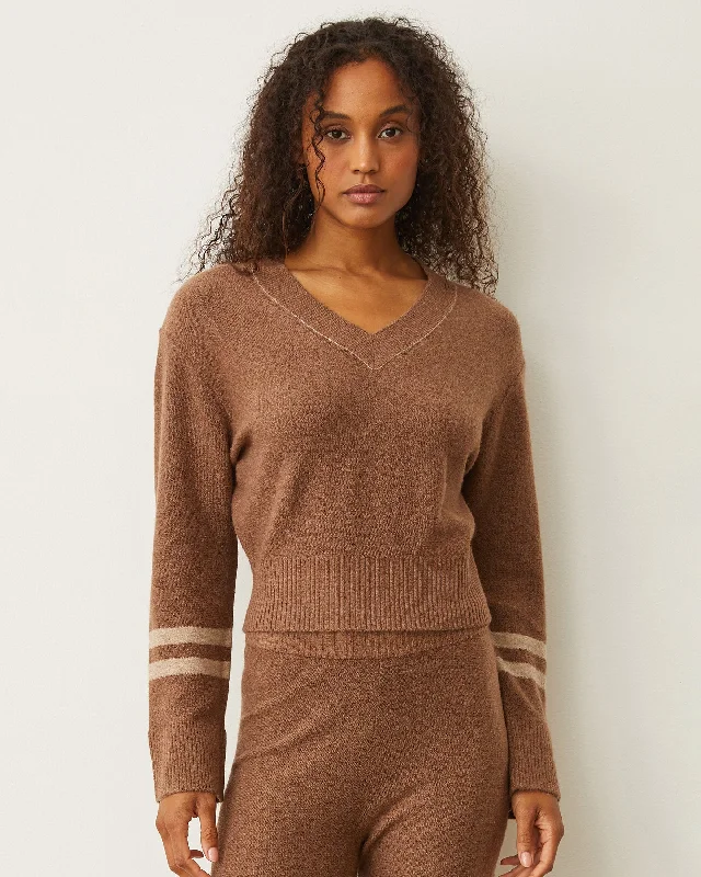 Plush Stripe Sweater Stylish Fashionable Trendy