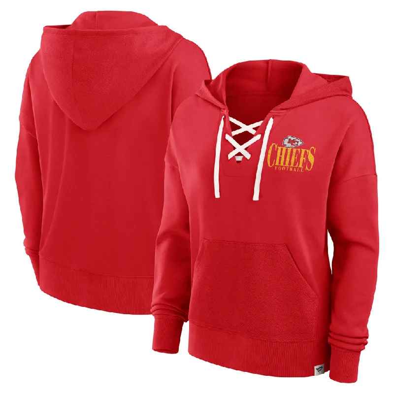 NFL Kansas City Chiefs Women's Fanatics Blitz Left Lace Up Hoodie Hoodie with Reflective Safety Nightwear NFL Kansas City Chiefs Women's Fanatics Blitz Left Lace Up Hoodie Hoodie with Reflective Safety Nightwear