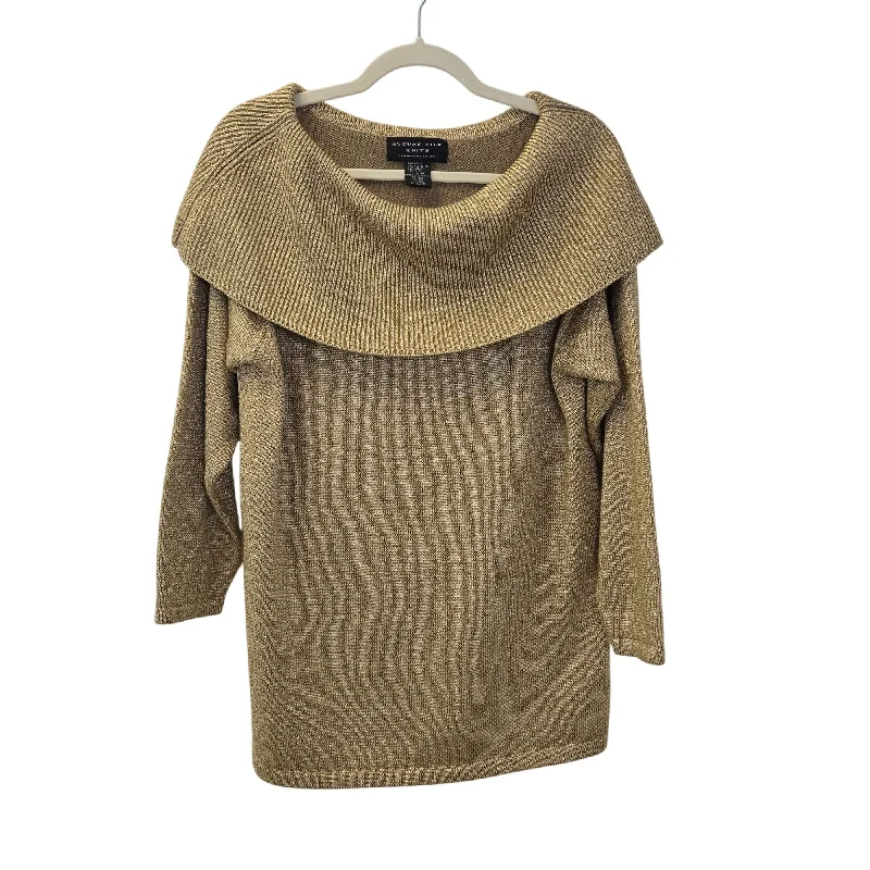 August Silk Knits Catherine Lover Metallic Gold Cowlneck Sweater Size Medium Elasticated Padded Insulated August Silk Knits Catherine Lover Metallic Gold Cowlneck Sweater Size Medium Elasticated Padded Insulated
