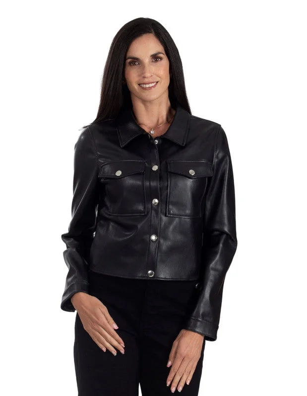 Nine West Women's Trucker Jacket Zip Front Button Front Snap Front