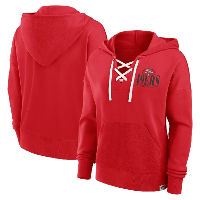 NFL San Francisco 49ers Women's Fanatics Blitz Left Lace Up Hoodie Hoodie with Set-In Sleeves Structured Classic