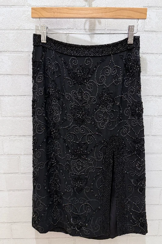 ESCADA Sequins Pencil Skirt with slid at the front / S-IT38 denim skirt stylish