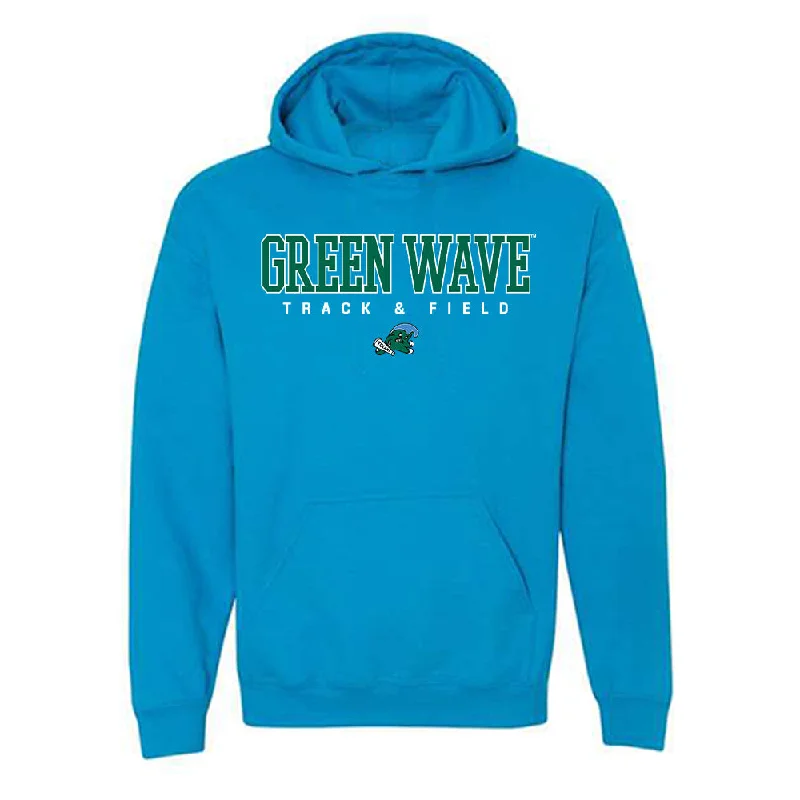 Tulane - NCAA Women's Track & Field : Ali Saunders - Hooded Sweatshirt Hoodie with Hem Applique Textured Unique Tulane - NCAA Women's Track & Field : Ali Saunders - Hooded Sweatshirt Hoodie with Hem Applique Textured Unique