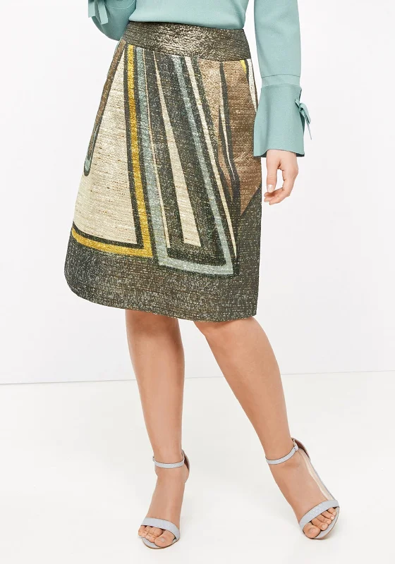 Gerry Weber Shimmer Print A-Line Skirt, Khaki mini skirt trendy