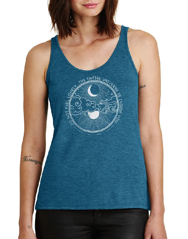 Women's Universe Heathered Organic Tank cutout tank top