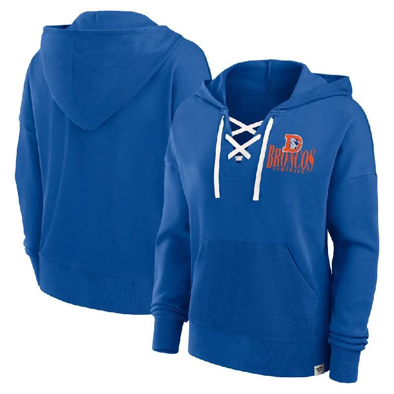 NFL Denver Broncos Women's Fanatics Blitz Left Lace Up Hoodie Hoodie with Elastic Cuffs Stretchable Comfortable NFL Denver Broncos Women's Fanatics Blitz Left Lace Up Hoodie Hoodie with Elastic Cuffs Stretchable Comfortable