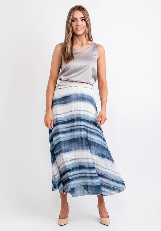 Seventy1 One Size Pleated Maxi Skirt, Blue low waist skirt