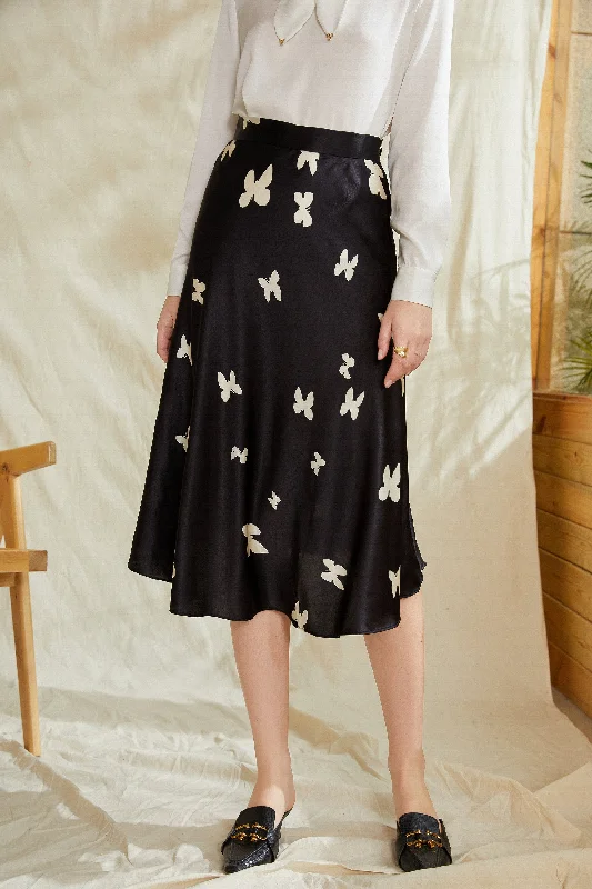 Fangyan | Butterfly Silk Skirt velvet skirt glossy