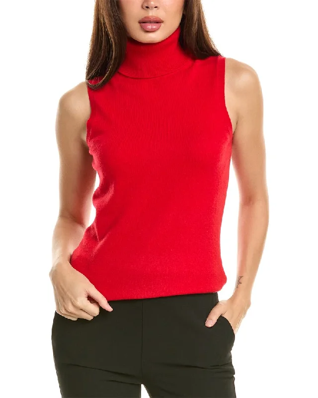 InCashmere Turtleneck Cashmere Sweater Vest Zippered Buttoned Snapped