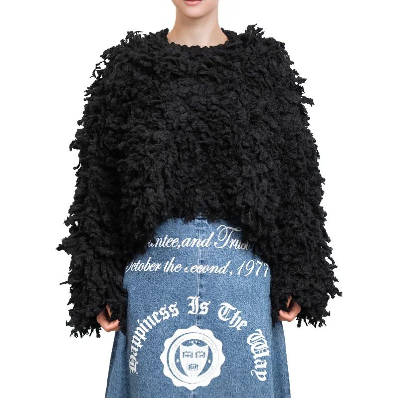 Sweater with "Boucle Meta fur" concept Black Jersey Fabric Tulle Fabric Batik Fabric Sweater with "Boucle Meta fur" concept Black Jersey Fabric Tulle Fabric Batik Fabric
