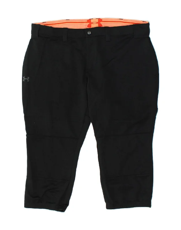 UNDER ARMOUR Womens Heat Gear Slim Capri Trousers UK 18 XL W38 L19  Black Trousers Spring Floral
