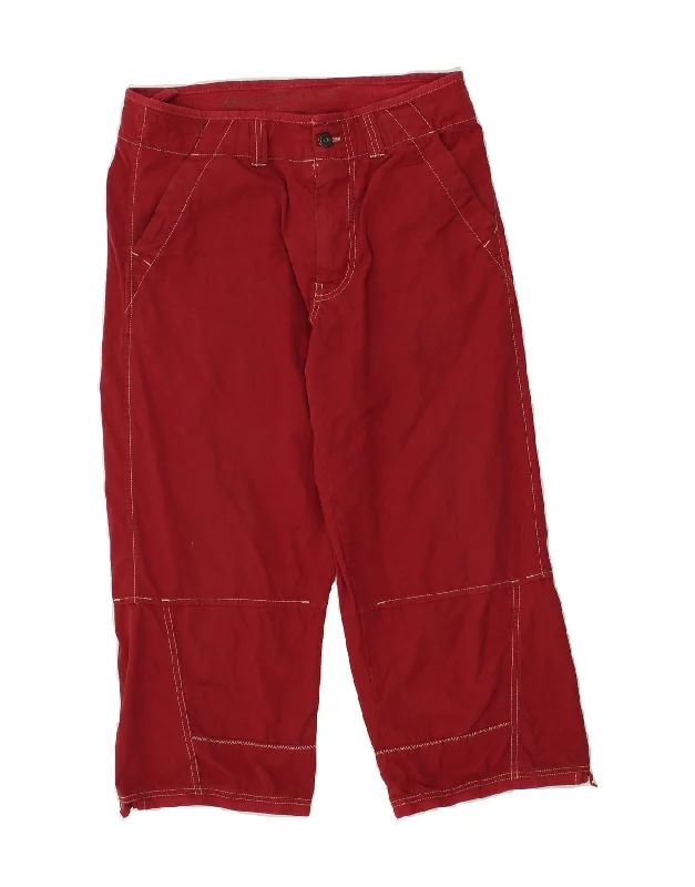 MURPHY & NYE Womens Straight Cropped Trousers W32 L22 Maroon Trousers Gym Athletic