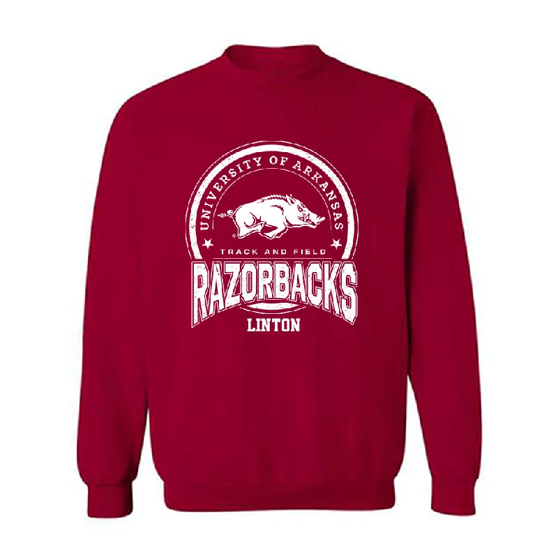 Arkansas - NCAA Women's Track & Field : Ariane Linton - Sports Shersey Crewneck Sweatshirt Hoodie with Stripes Bold Sporty Arkansas - NCAA Women's Track & Field : Ariane Linton - Sports Shersey Crewneck Sweatshirt Hoodie with Stripes Bold Sporty