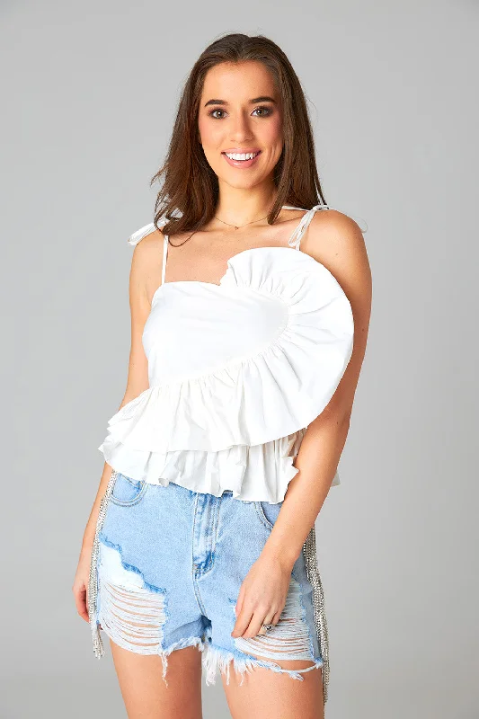 Beck Ruffle Tank Top - White sleep tank top