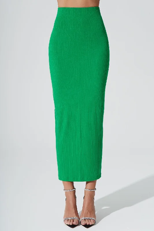 Calista Knitted Slit Skirt - Fern Green denim skirt stylish