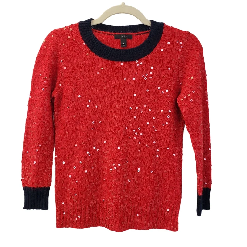 J. Crew Wool Blend Sequin Embellished Sweater Size XS Polka Dot Checkered Tartan