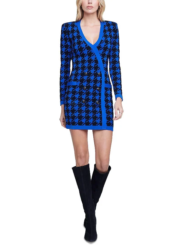 Womens Houndstooth Mini Sweaterdress Bright Pastel Dark