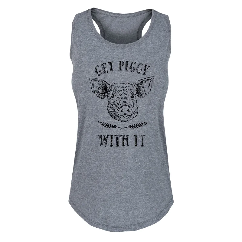 Get Piggy With It - Women's Racerback Tank soft pink tank