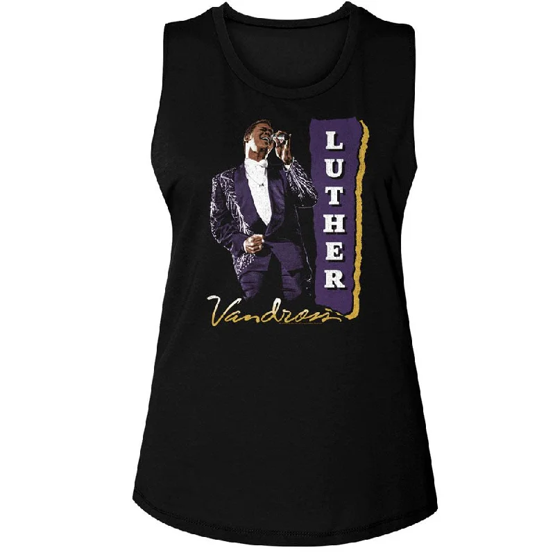 LUTHER VANDROSS Tank Top for Ladies, Purple Suit modal blend tank