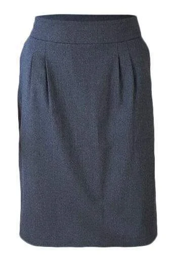 BAMFORD Grey Organic Wool Pleat Front Pencil Skirt (UK 14) denim skirt casual