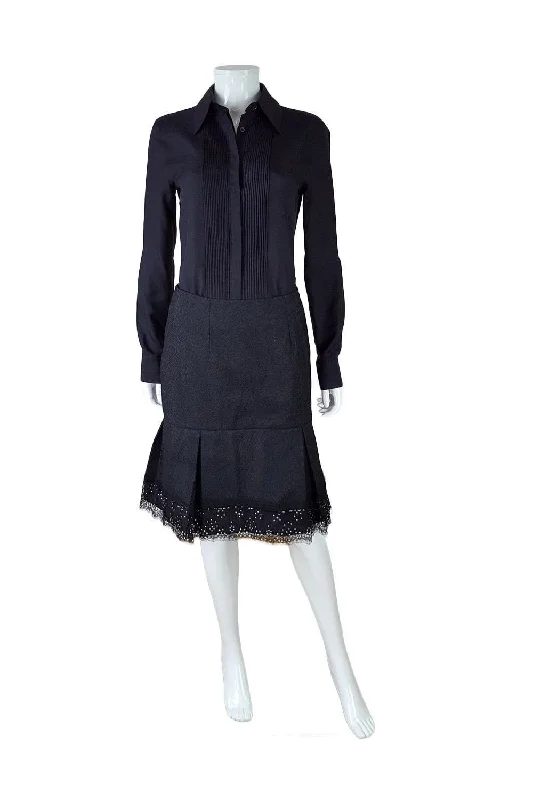 TOMASZ STARZEWSKI Silk Netted Black Skirt (M) leather skirt durable