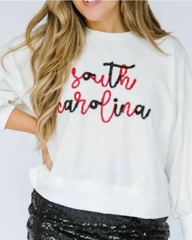Sweatshirt Mille South Carolina - White Hoodie with Lining Warm Insulated
