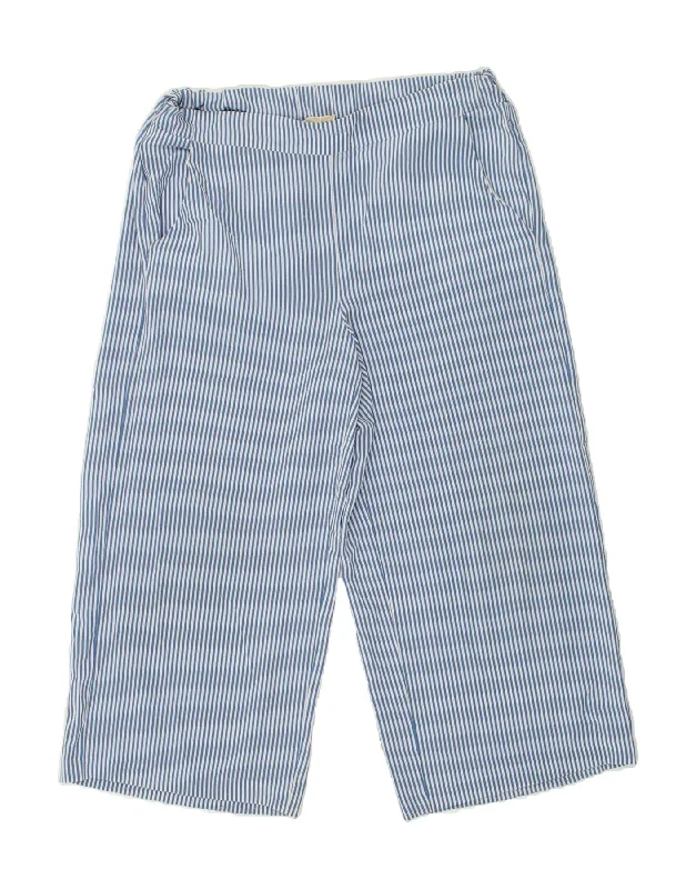 MICHAEL KORS Womens Wide Leg Capri Trousers Medium W32 L22 Blue Striped Trousers Ceremony Elegant MICHAEL KORS Womens Wide Leg Capri Trousers Medium W32 L22 Blue Striped Trousers Ceremony Elegant