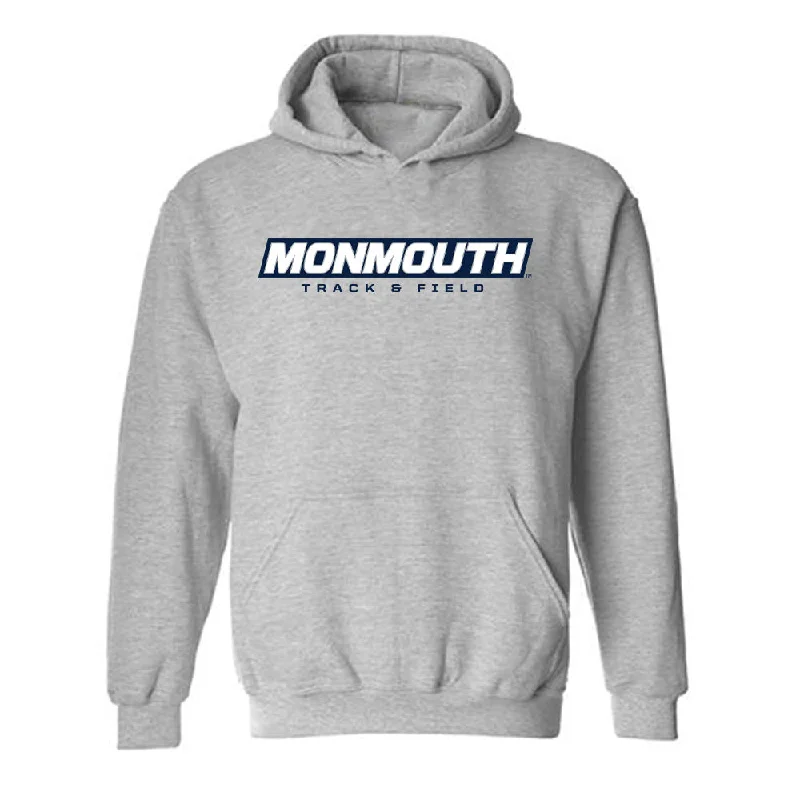 Monmouth - NCAA Women's Track & Field : Claire Denman - Classic Shersey Hooded Sweatshirt Hoodie with Raw Hem Edgy Unfinished Monmouth - NCAA Women's Track & Field : Claire Denman - Classic Shersey Hooded Sweatshirt Hoodie with Raw Hem Edgy Unfinished