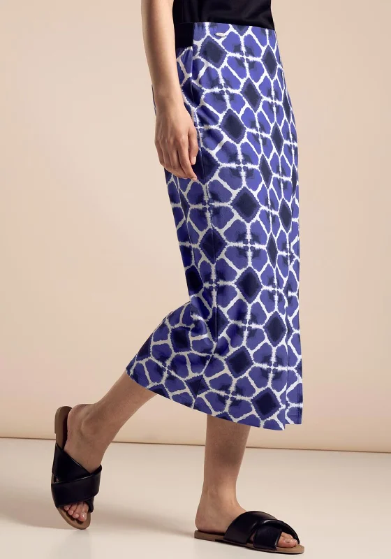 Street One Patterned Midi Skirt, Violet Blue linen skirt natural