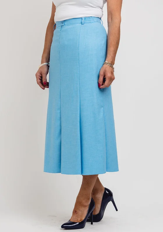 Eugen Klein Woven Midi Skirt, Blue satin skirt smooth